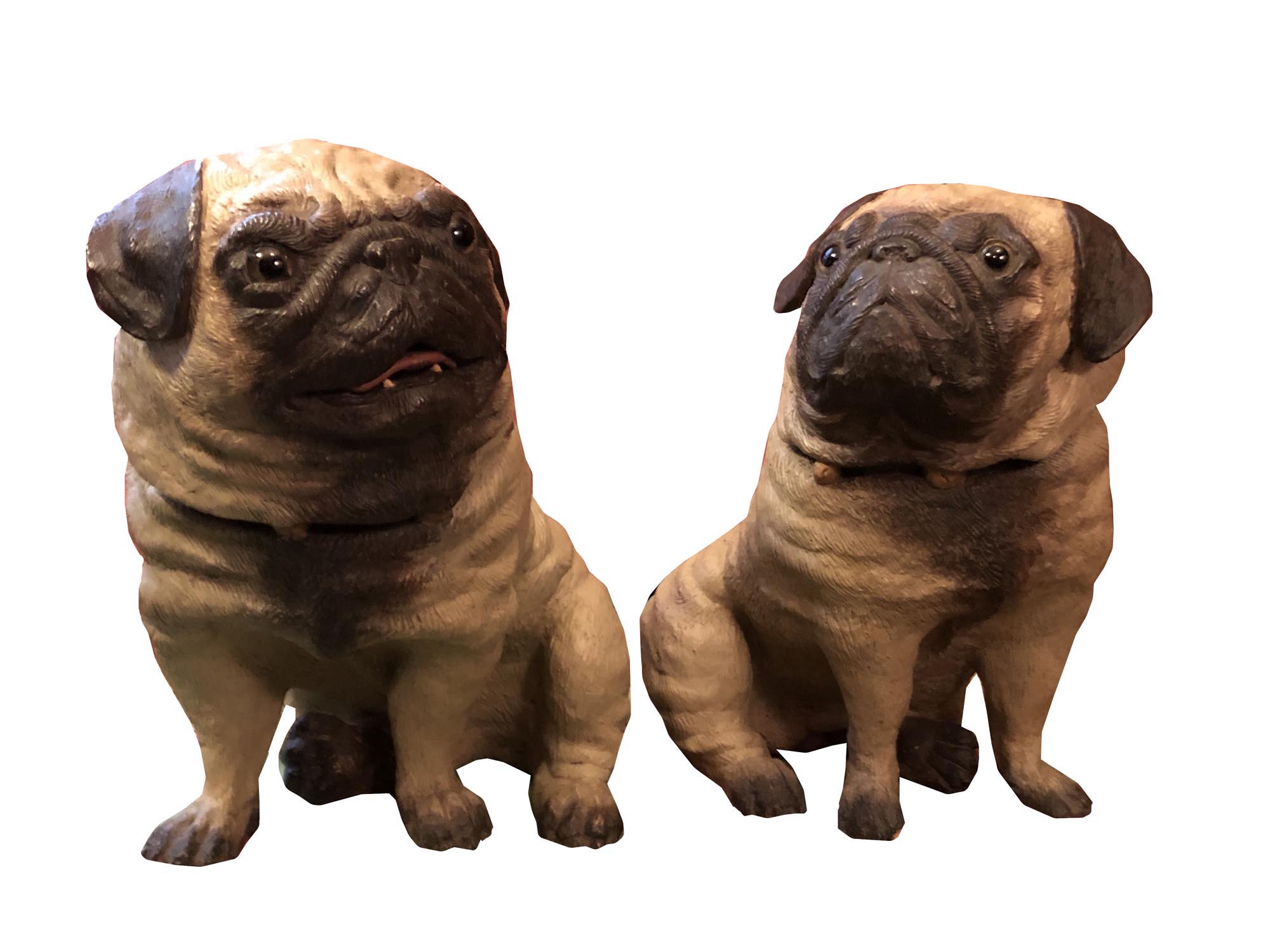 TWO AUSTRIAN TERRACOTTA FIGURINES OF PUGS C. 1890 PIC-1